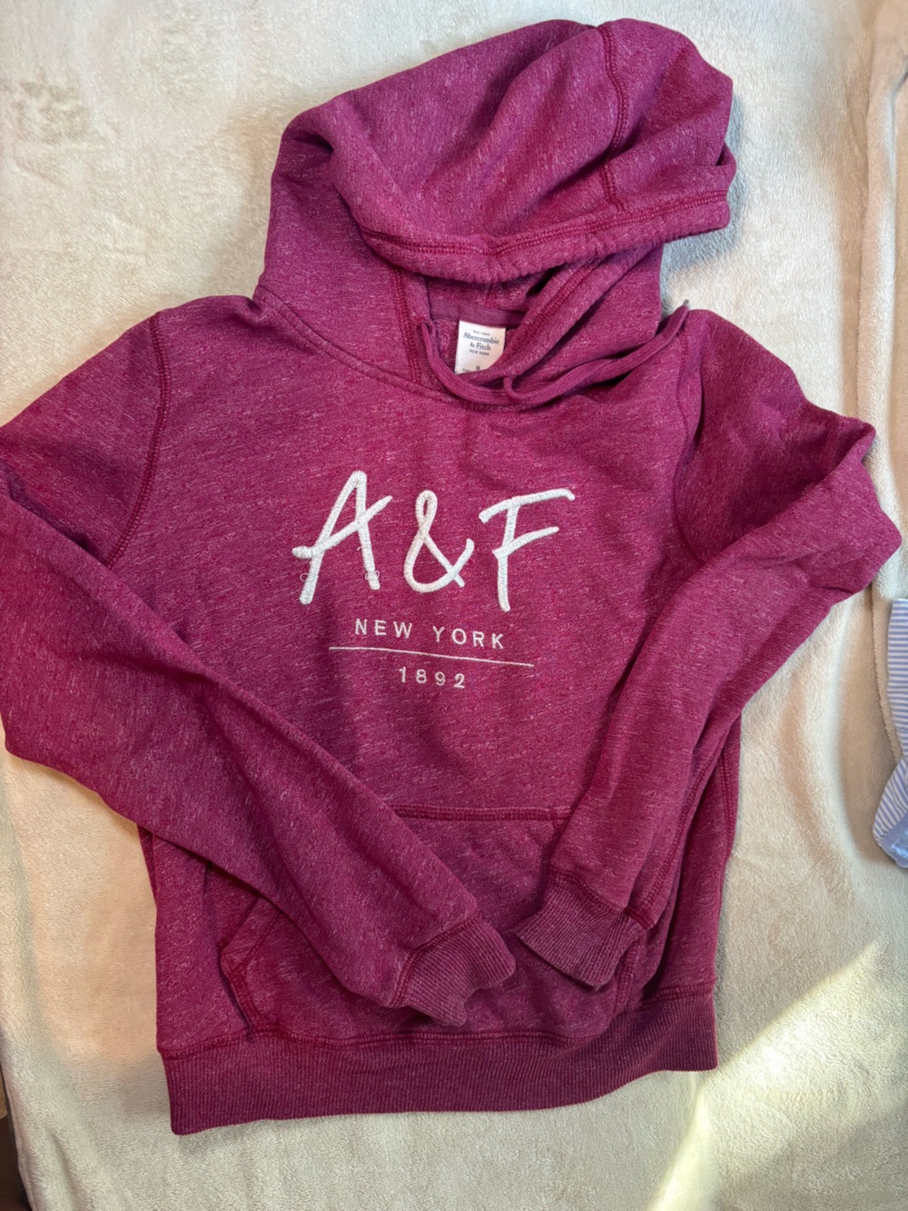 Abercrombie & Fitch Raspberry Hoodie with White A&F Logo
